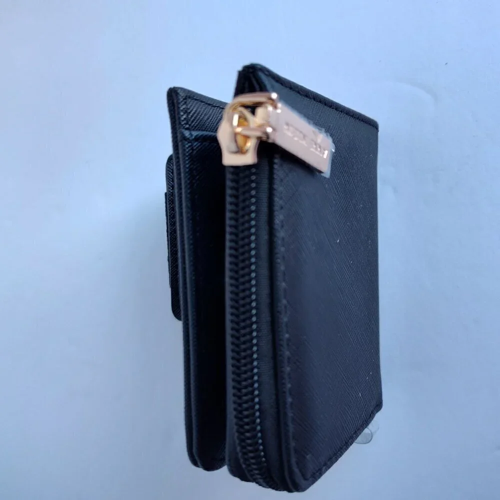 Ladies Anne Klein Black Faux Leather Bifold Wallet & Sanitizer Key Chain